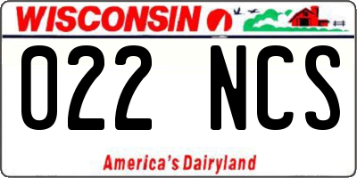 WI license plate 022NCS