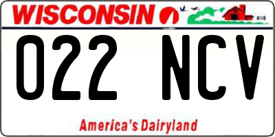 WI license plate 022NCV