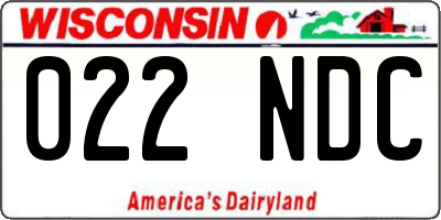 WI license plate 022NDC