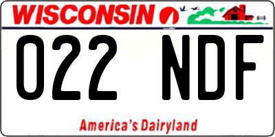 WI license plate 022NDF
