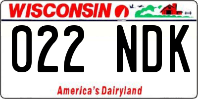 WI license plate 022NDK