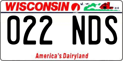 WI license plate 022NDS