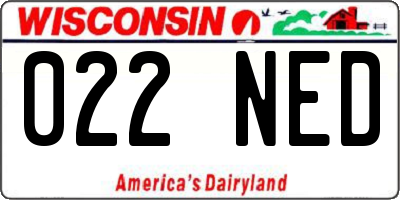 WI license plate 022NED