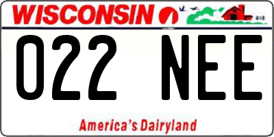 WI license plate 022NEE