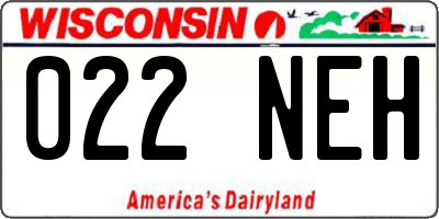 WI license plate 022NEH