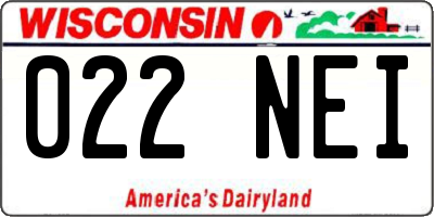 WI license plate 022NEI
