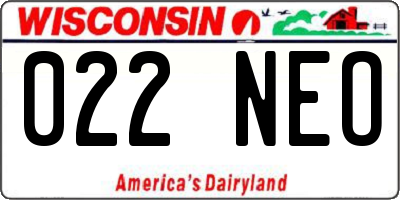 WI license plate 022NEO