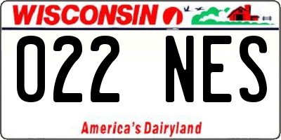 WI license plate 022NES