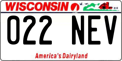 WI license plate 022NEV