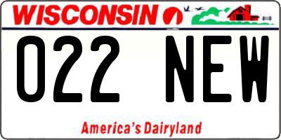 WI license plate 022NEW