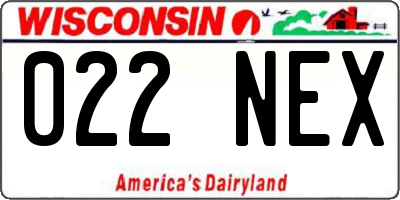 WI license plate 022NEX