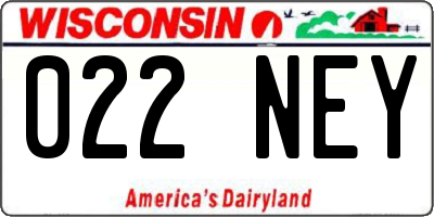WI license plate 022NEY