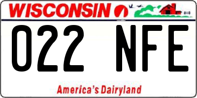 WI license plate 022NFE