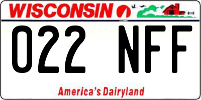 WI license plate 022NFF