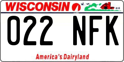 WI license plate 022NFK