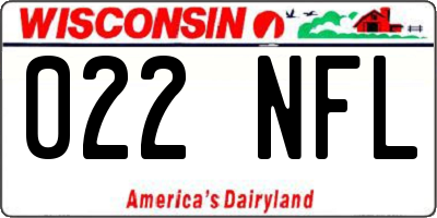 WI license plate 022NFL