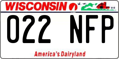 WI license plate 022NFP