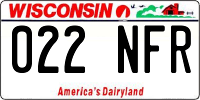 WI license plate 022NFR