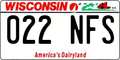 WI license plate 022NFS