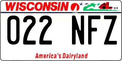 WI license plate 022NFZ