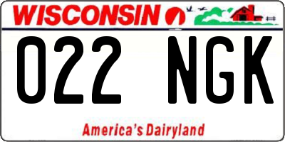 WI license plate 022NGK