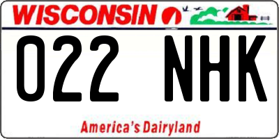 WI license plate 022NHK