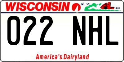 WI license plate 022NHL