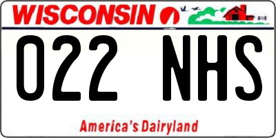 WI license plate 022NHS