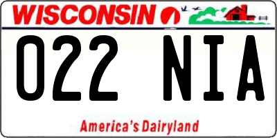 WI license plate 022NIA