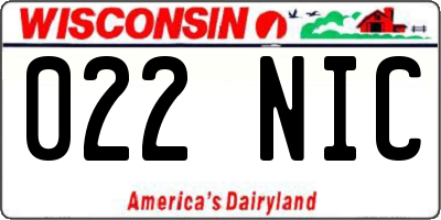 WI license plate 022NIC