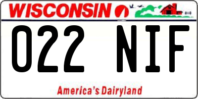 WI license plate 022NIF