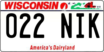 WI license plate 022NIK