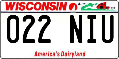 WI license plate 022NIU