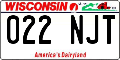 WI license plate 022NJT