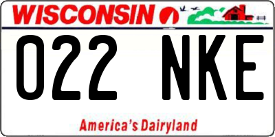 WI license plate 022NKE