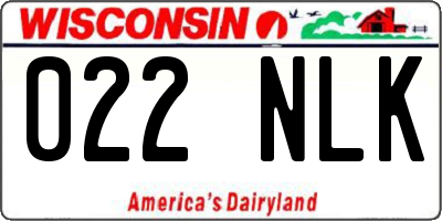 WI license plate 022NLK