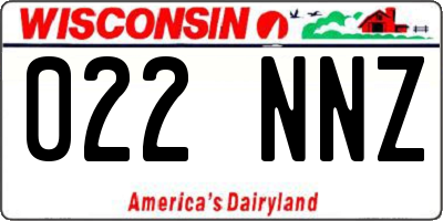 WI license plate 022NNZ
