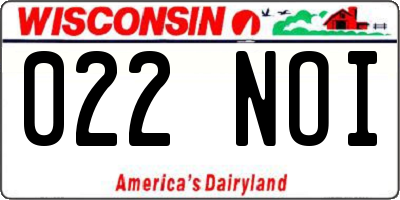 WI license plate 022NOI
