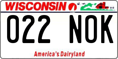 WI license plate 022NOK