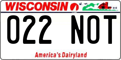 WI license plate 022NOT
