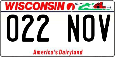 WI license plate 022NOV