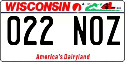 WI license plate 022NOZ