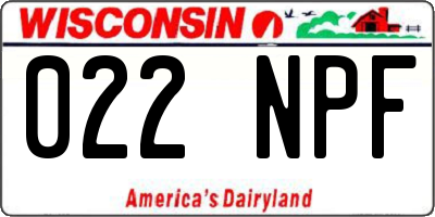 WI license plate 022NPF