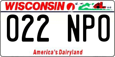 WI license plate 022NPO