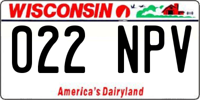 WI license plate 022NPV