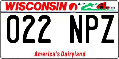 WI license plate 022NPZ
