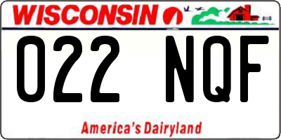 WI license plate 022NQF