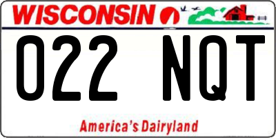 WI license plate 022NQT