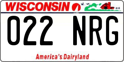 WI license plate 022NRG