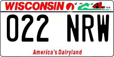 WI license plate 022NRW
